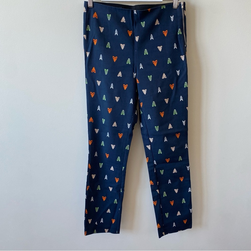 H&M Navy Blue Ankle Pants Moth Motif Women’s Size 10